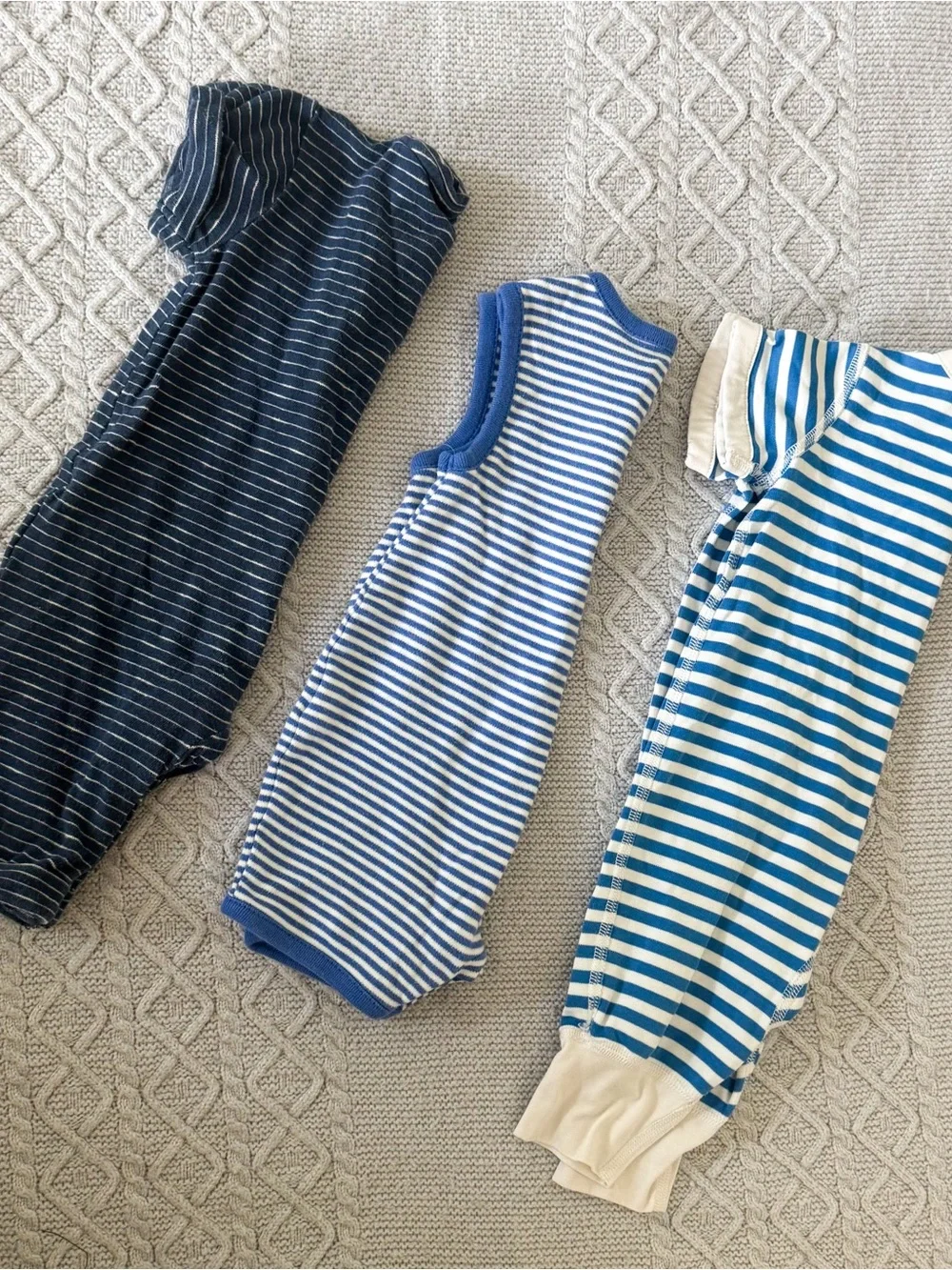 Hanna Andersson GAP H&M Blue Striped Baby One-Piece Romper Bundle 0-3M